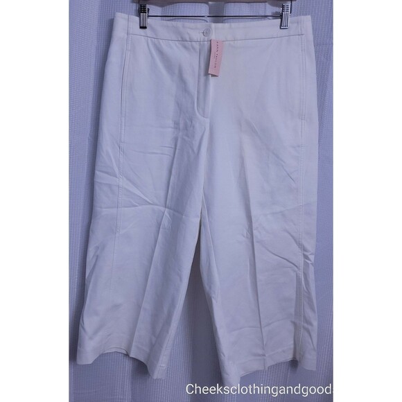 NWT Ann Taylor White The Wide Leg Crop Pants Women's Size 12P Petite - Picture 1 of 5